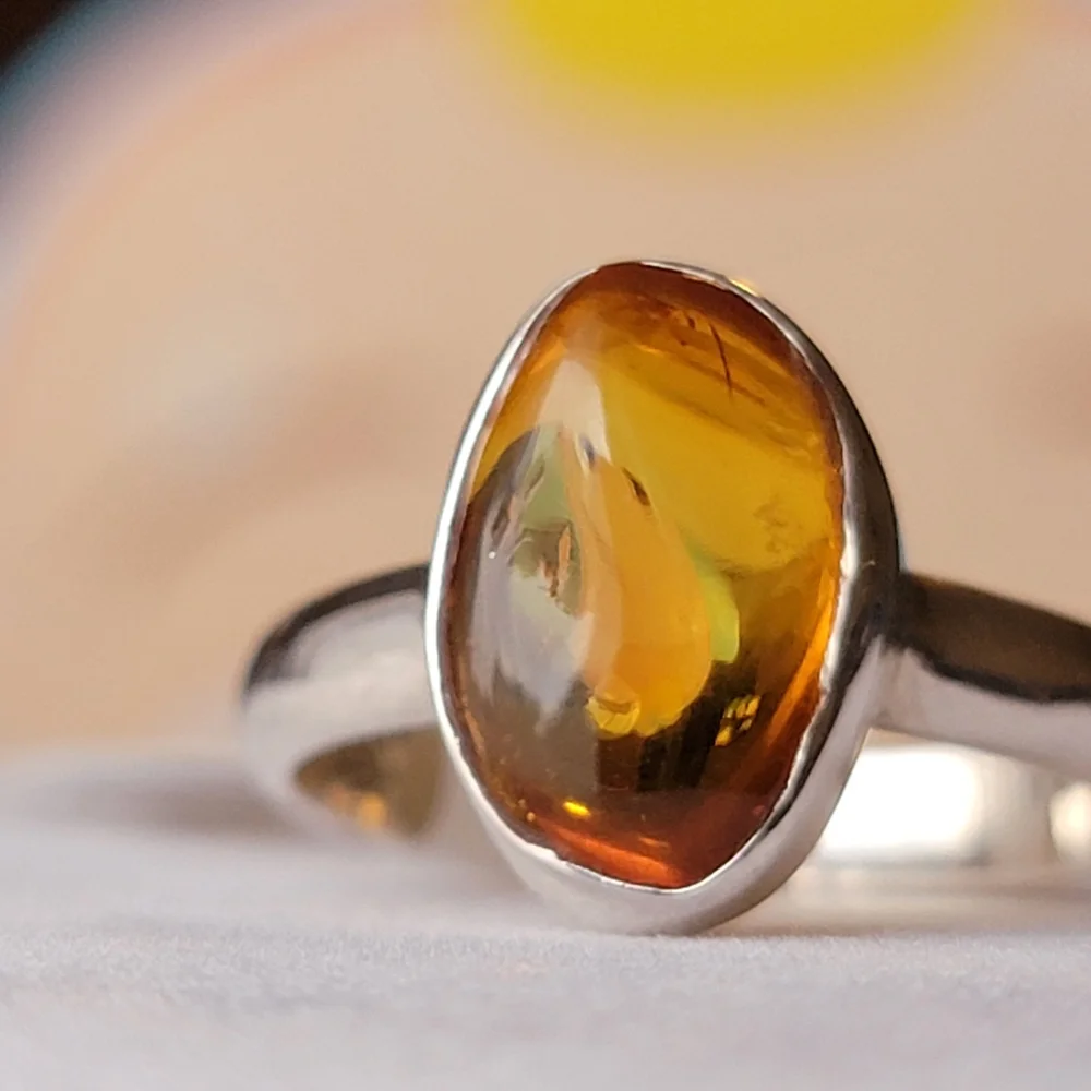 Natural Baltic Amber 925 Sterling Silver Ring NWT Genuine  Stamped Signed